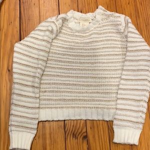 Cynthia Rowley white and gold sweater